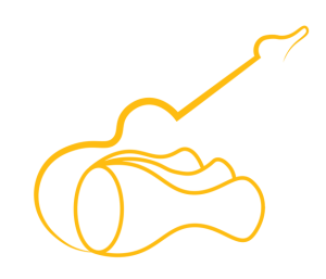 Logotipo de Navarro que representa una guitarra acústica y la familia de los tambores batá
