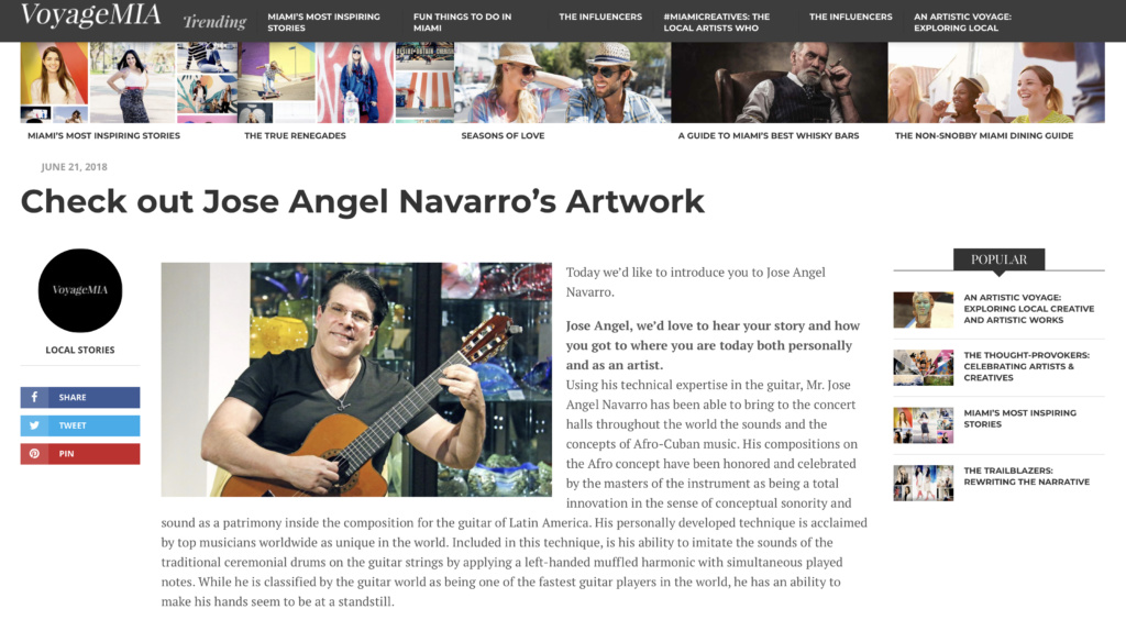 Jose Angel Navarro in Voyage MIA magazine